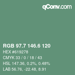 カラーコード: RGB 97.7 146.6 120 | qconv.com