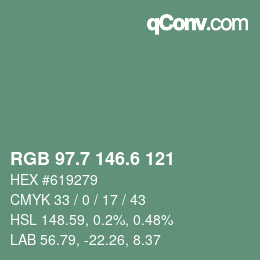 カラーコード: RGB 97.7 146.6 121 | qconv.com