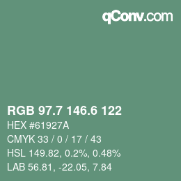 カラーコード: RGB 97.7 146.6 122 | qconv.com