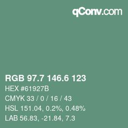 カラーコード: RGB 97.7 146.6 123 | qconv.com