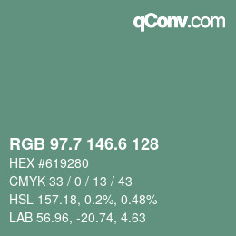 カラーコード: RGB 97.7 146.6 128 | qconv.com