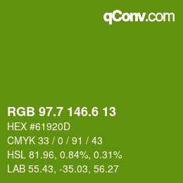 カラーコード: RGB 97.7 146.6 13 | qconv.com