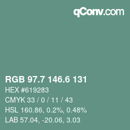 カラーコード: RGB 97.7 146.6 131 | qconv.com