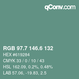 カラーコード: RGB 97.7 146.6 132 | qconv.com