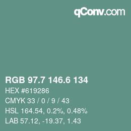カラーコード: RGB 97.7 146.6 134 | qconv.com