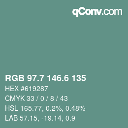 カラーコード: RGB 97.7 146.6 135 | qconv.com