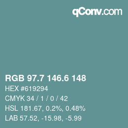 カラーコード: RGB 97.7 146.6 148 | qconv.com