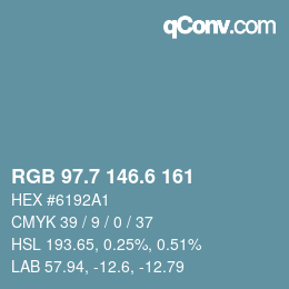 カラーコード: RGB 97.7 146.6 161 | qconv.com