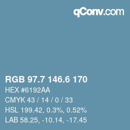 カラーコード: RGB 97.7 146.6 170 | qconv.com