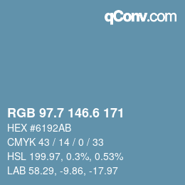 カラーコード: RGB 97.7 146.6 171 | qconv.com