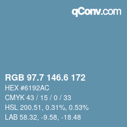 カラーコード: RGB 97.7 146.6 172 | qconv.com