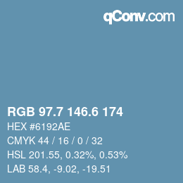 カラーコード: RGB 97.7 146.6 174 | qconv.com