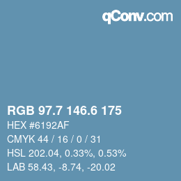 カラーコード: RGB 97.7 146.6 175 | qconv.com