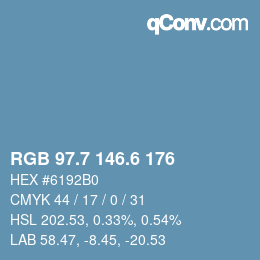 カラーコード: RGB 97.7 146.6 176 | qconv.com