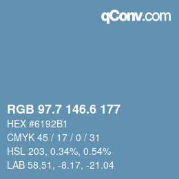 カラーコード: RGB 97.7 146.6 177 | qconv.com