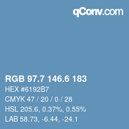 カラーコード: RGB 97.7 146.6 183 | qconv.com