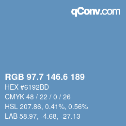 カラーコード: RGB 97.7 146.6 189 | qconv.com