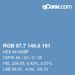 カラーコード: RGB 97.7 146.6 191 | qconv.com