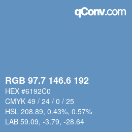 カラーコード: RGB 97.7 146.6 192 | qconv.com