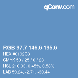 カラーコード: RGB 97.7 146.6 195.6 | qconv.com