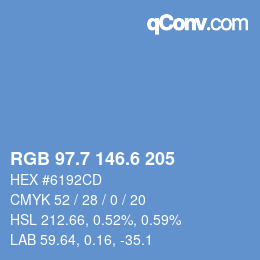 カラーコード: RGB 97.7 146.6 205 | qconv.com