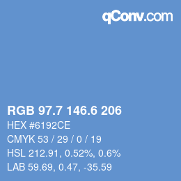 カラーコード: RGB 97.7 146.6 206 | qconv.com