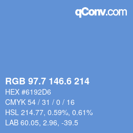 カラーコード: RGB 97.7 146.6 214 | qconv.com