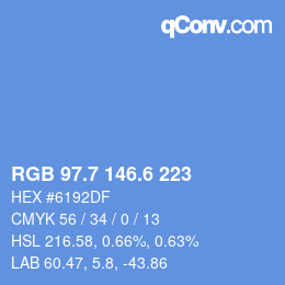 カラーコード: RGB 97.7 146.6 223 | qconv.com