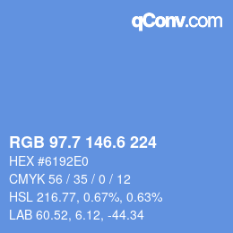 カラーコード: RGB 97.7 146.6 224 | qconv.com