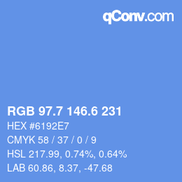 カラーコード: RGB 97.7 146.6 231 | qconv.com