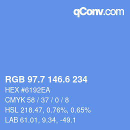 カラーコード: RGB 97.7 146.6 234 | qconv.com