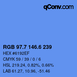 カラーコード: RGB 97.7 146.6 239 | qconv.com