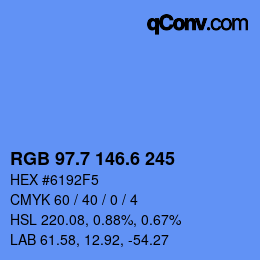 カラーコード: RGB 97.7 146.6 245 | qconv.com