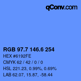 カラーコード: RGB 97.7 146.6 254 | qconv.com