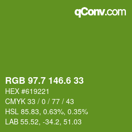 カラーコード: RGB 97.7 146.6 33 | qconv.com