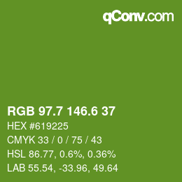 カラーコード: RGB 97.7 146.6 37 | qconv.com