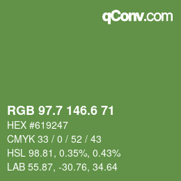 カラーコード: RGB 97.7 146.6 71 | qconv.com