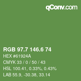 カラーコード: RGB 97.7 146.6 74 | qconv.com