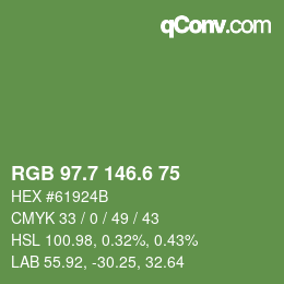 カラーコード: RGB 97.7 146.6 75 | qconv.com
