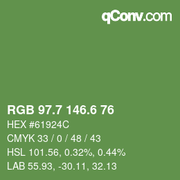 カラーコード: RGB 97.7 146.6 76 | qconv.com