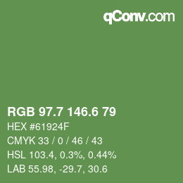 カラーコード: RGB 97.7 146.6 79 | qconv.com