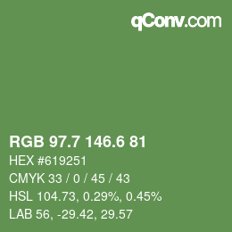 カラーコード: RGB 97.7 146.6 81 | qconv.com