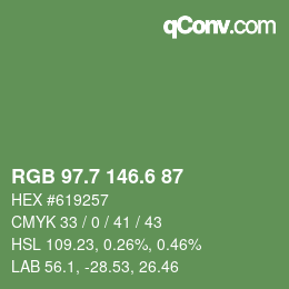 カラーコード: RGB 97.7 146.6 87 | qconv.com