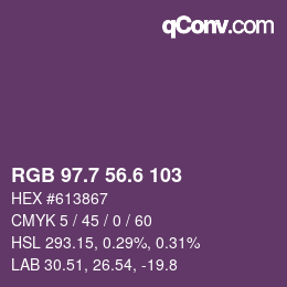 カラーコード: RGB 97.7 56.6 103 | qconv.com