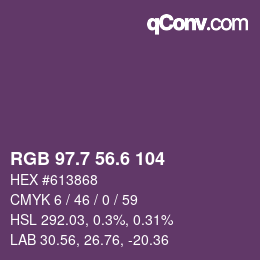 カラーコード: RGB 97.7 56.6 104 | qconv.com