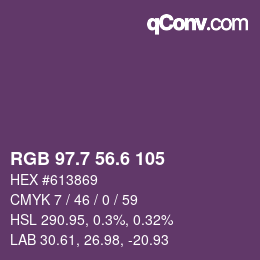 カラーコード: RGB 97.7 56.6 105 | qconv.com