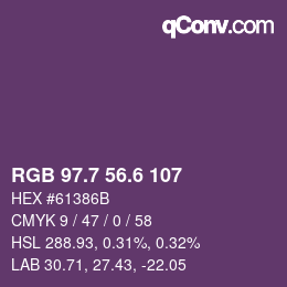 カラーコード: RGB 97.7 56.6 107 | qconv.com