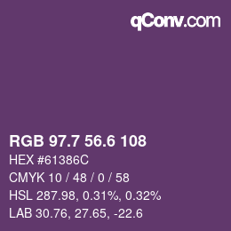 カラーコード: RGB 97.7 56.6 108 | qconv.com