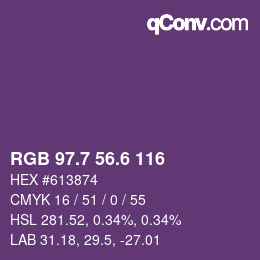 カラーコード: RGB 97.7 56.6 116 | qconv.com