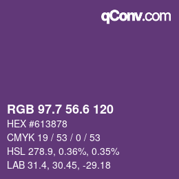 カラーコード: RGB 97.7 56.6 120 | qconv.com